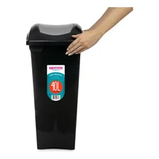 Lixeira Plástica Basculante Preta Sanremo 40l Foto mini 4
