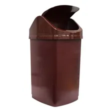 Lixeira Plastica Marrom 50 Litros Tampa Basculante Vai Vem Foto mini 2
