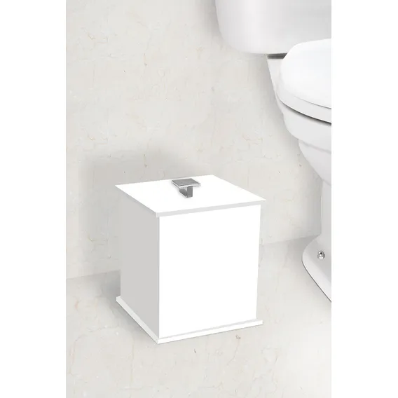 Lixeira Quadrada Mdf - Fabribam Gabinetes Cor Branco Foto 1