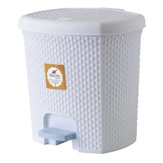 Lixeira Rattan 7,5 Com Pedal Banheiro Cozinha Escritório Foto 1