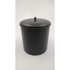 Lixeira Redonda Tampa Simples Latão Preto Banheiro Lavabo Foto mini 1