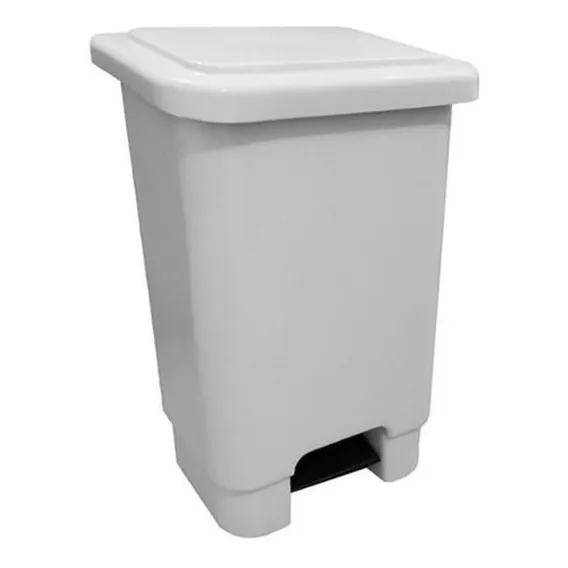 Lixeira Retangular Com Pedal Pr50b 50 Litros Branco Foto 1