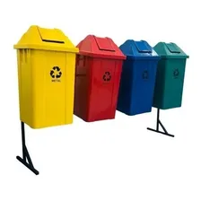 Lixeiras Com Suporte Conjunto P/ Coleta Seletiva Reciclagem Cor Azul Foto mini 1