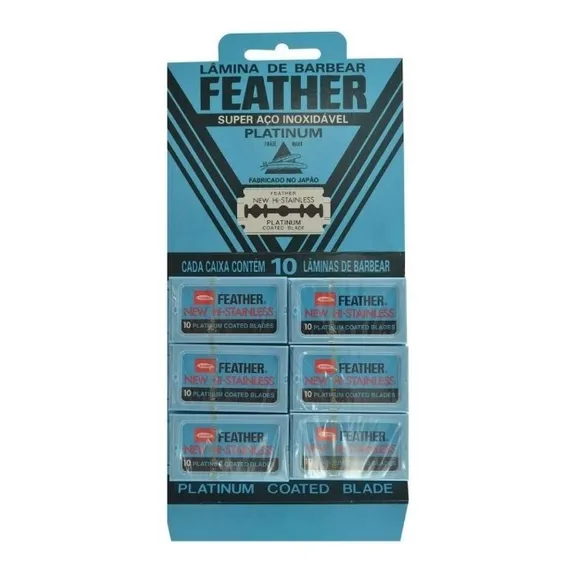 Lâmina Barbear Platinum 60 Peças - Feather Foto 1