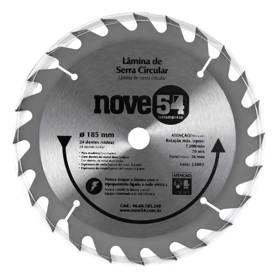 Lâmina De Serra Circular VĂdea 185mm 24 Dentes Nove54 Foto 1