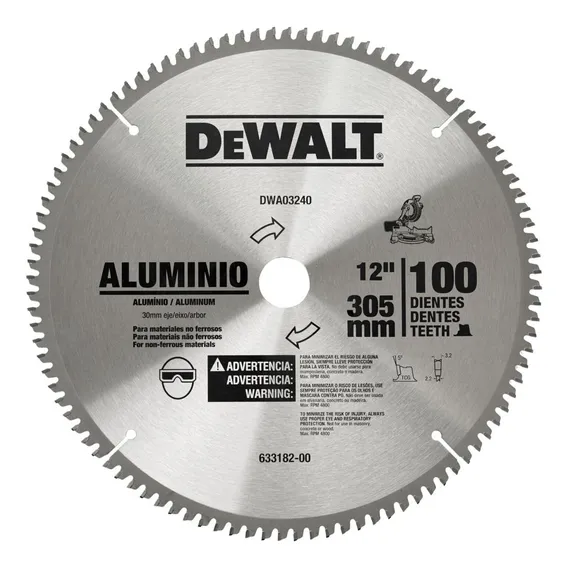 Lâmina De Serra Esquadria Dewalt P/ AlumĂnio 12'' 100 Dentes Foto 1