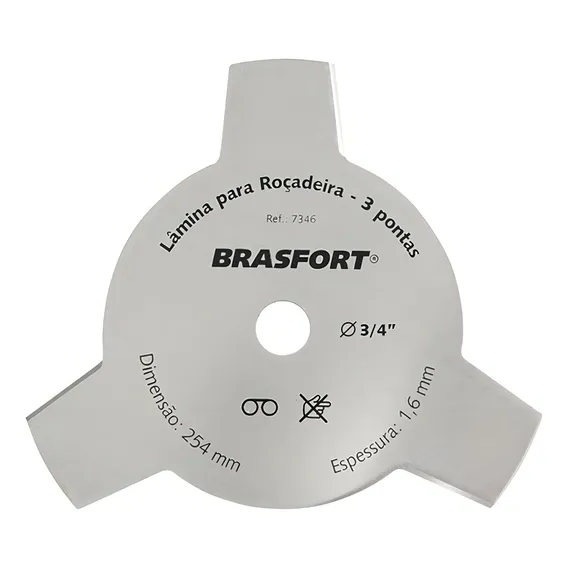 Lâmina Para Roçadeira 3 Pontas 3 X 254 Mm - 7347 Brasfort Foto 1