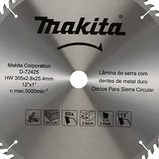 Lâmina Serra Circular 12 Furo 1 80d D-72425 Makita Foto mini 3