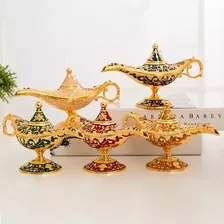 Lâmpada Aladim De Metal - Porta Incenso Incensário Decoração Cor Dourado Foto mini 4