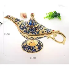 Lâmpada Aladim De Metal - Porta Incenso Incensário Decoração Cor Dourado Foto mini 2