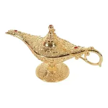 Lâmpada Aladim De Metal - Porta Incenso Incensário Decoração Cor Dourado Foto mini 1
