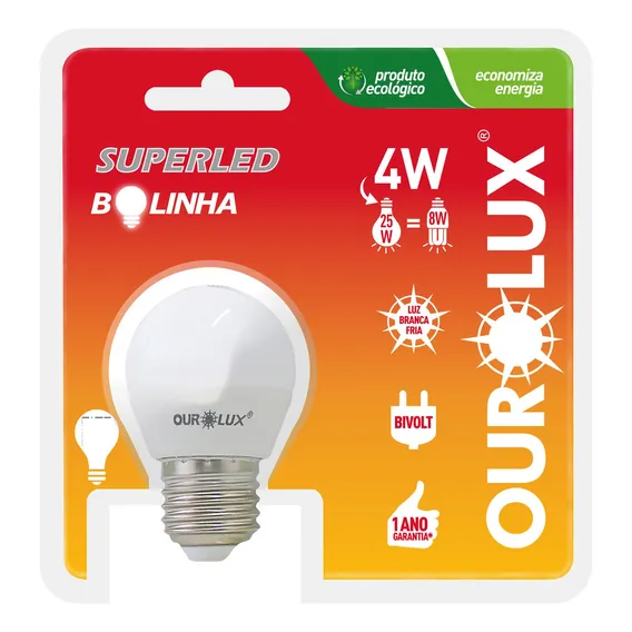 Lâmpada Bolinha Superled Ourolux 4.w 6500k Luz Branca Foto 1