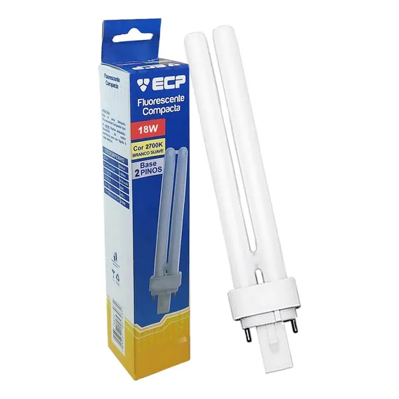 Lâmpada Compacta Fluor Pl 2 Pinos 18w Quente 2700k G24d-2 Luz Branco Quente 110v/220v Foto 1