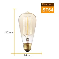Lâmpada Filamento Carbono Vintage Retro 40w St64 2200k 220v Foto mini 3