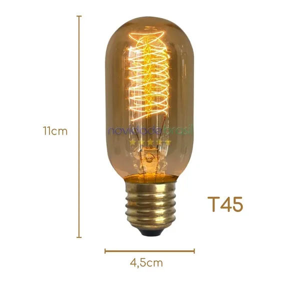 Lâmpada Filamento De Carbono 40w T45 110v Foto 1