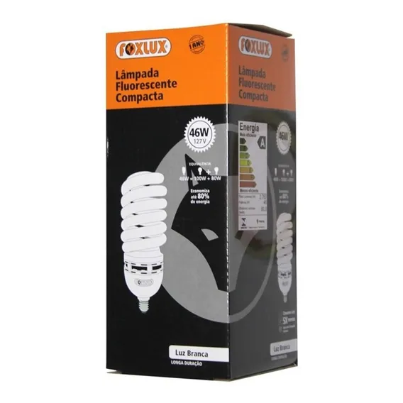 Lâmpada Fluorescente Compacta 46w E-27 Espiral Foxlux Foto 1