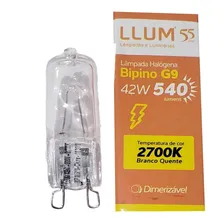 Lâmpada Halógena Halopin Bipino G9 Lustre Arandela Clara Luz Branco-quente 127v Foto mini 2