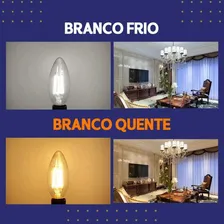 Lâmpada Led 4w Filamento E14 Branco Quente Lustre Arandela Luz Branco-quente Foto mini 4