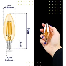 Lâmpada Led 4w Filamento E14 Branco Quente Lustre Arandela Luz Branco-quente Foto mini 3