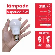 Lâmpada Led Bulbo A55 6w Bivolt E27 6500k Luz Branca Ourolux Luz Branco-frio Foto mini 3