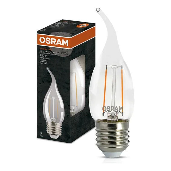 Lâmpada Led Filamento Vela 2,5w Bivolt E27 2700k Luz Amarela Foto 1