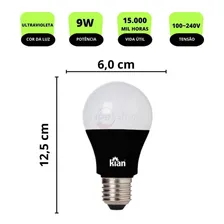 Lâmpada Led Luz Negra Bulbo 9w Bivolt Kian E27 Foto mini 4