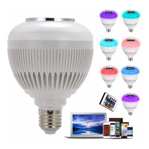 Lâmpada Led Musical Bluetooth Rgb Com Controle Remoto Foto 1