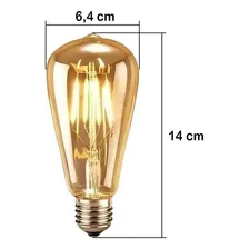 Lâmpada Led St64 4w Decorativa Retrô Vintage Filamento Âmbar Foto mini 2