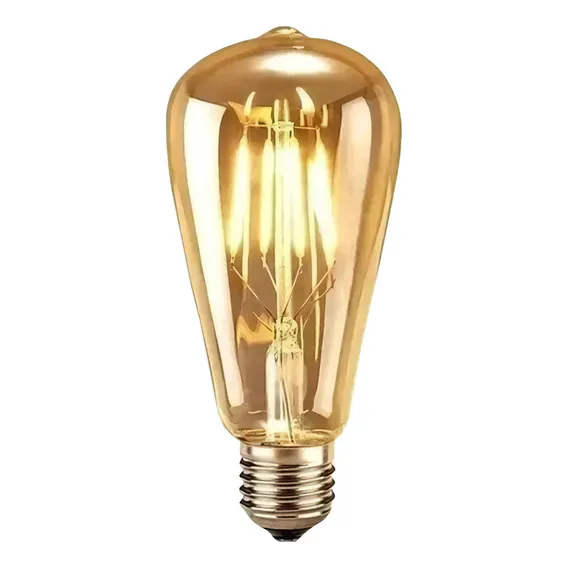 Lâmpada Led St64 4w Decorativa Retrô Vintage Filamento Âmbar Foto 1