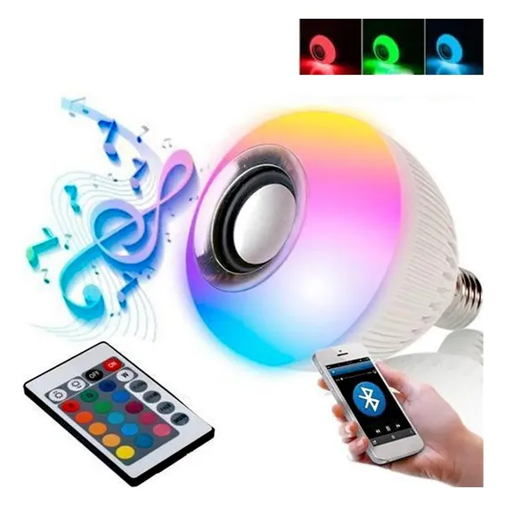 Lâmpada Musica Inteligente Led Rgb Bluetooth Caixa De Som 127/220v Foto 1