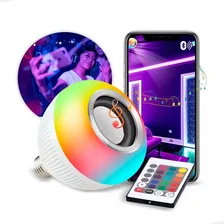 Lâmpada Musica Inteligente Led Rgb Bluetooth Caixa De Som 127/220v Foto mini 2