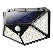 Lâmpada Parede 100 Leds Energia Solar Luminária Sensor Preto Foto mini 1