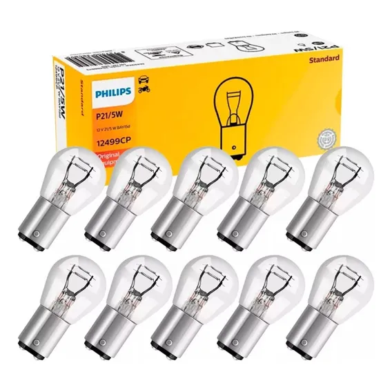 Lâmpada Philips 12v 21w Cristal 2 Polos 10 Unidades Luz Amarelo Foto 1