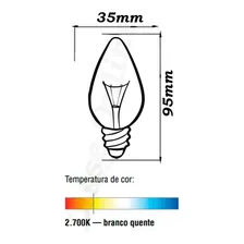 Lâmpada Vela 40w Rosca E-14 127v Incandescente Leitosa Abaju Foto mini 3