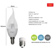 Lâmpada Vela Led C35 Chama Longa 4w 6500k Branco Frio Cor da luz Branco-frio 127V/240V Foto mini 4