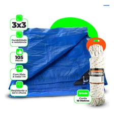 Lona 3x3 Azul Impermeavel Barraca Camping Telhado +10m Corda Foto  mini 1