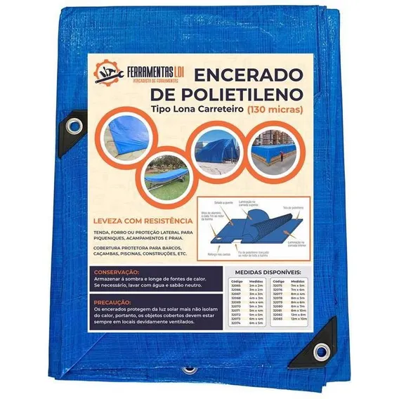Lona Azul Carreteiro Caminhão Impermeável 8x10 Ldi Foto 1