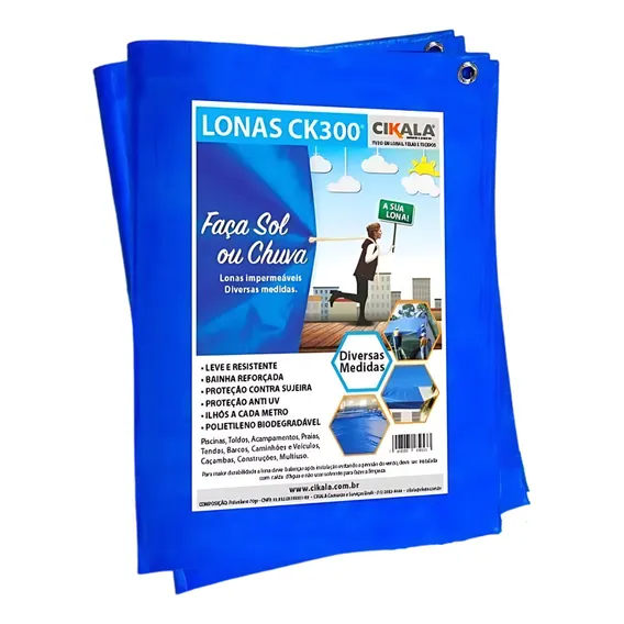 Lona Azul Ck300 Micras Cobertura Multiuso Telhado 10,5x4,5mt Foto 1