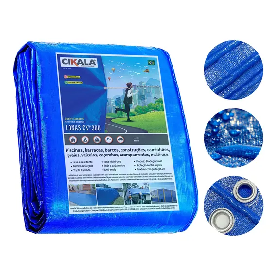 Lona Azul Ck300 Micras Cobertura Piscina Multiuso Telhado 6x6 Mt Foto 1