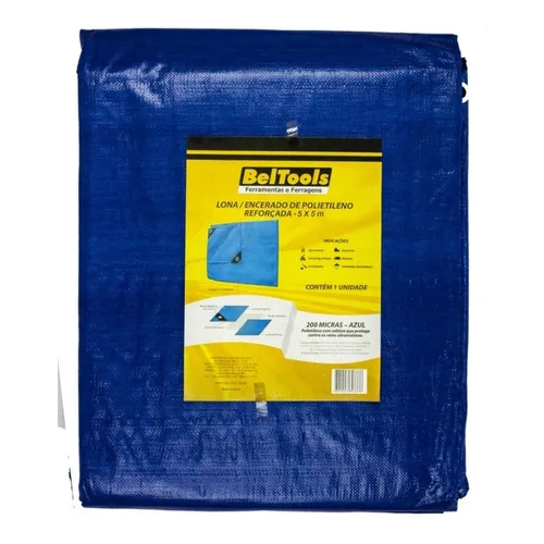 Lona Carreteiro Plástica Reforçada Azul 5x5m Beltools Foto 1