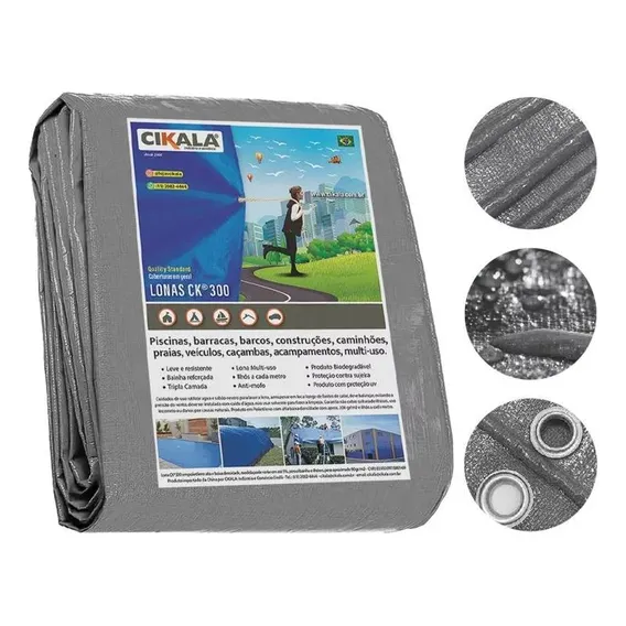 Lona Cinza Prata Camping Obra Caminhão Telhado Chuva 8x8 Mts Foto 1