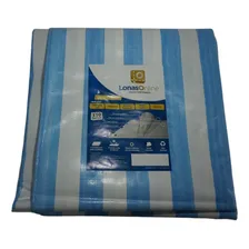 Lona Forte Listrada 4x3 300 Micras Agricola Saia Toldo 197g Cor Azul E Branco Foto  mini 1