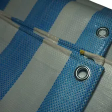 Lona Forte Listrada 4x3 300 Micras Agricola Saia Toldo 197g Cor Azul E Branco Foto mini  3