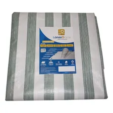 Lona Forte Listrada 6x4 300 Micras Agricola Saia Toldo 197g Cor Verde E Branco Foto mini 1