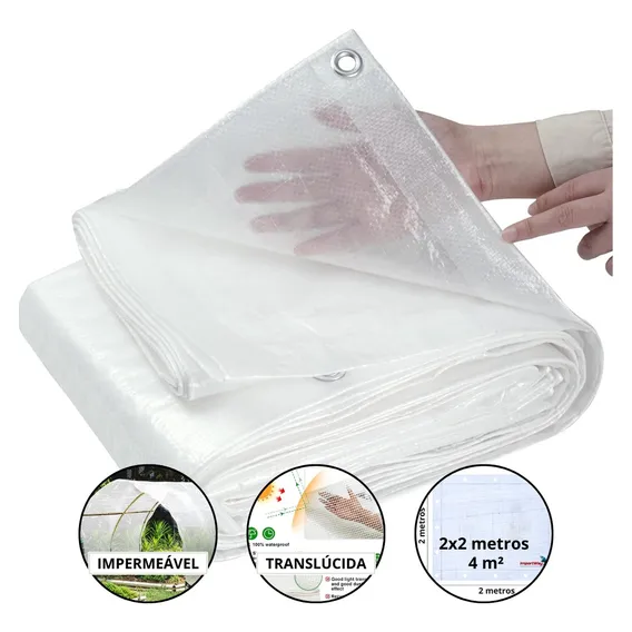 Lona Impermeável Plástica Transparente 2x2 Metros 100 Micras Foto 1