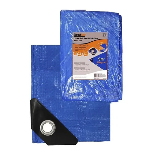 Lona Plastica 3x3 Impermeável Encerado Azul Multiuso + Ilhos Foto 1