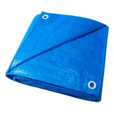 Lona Plástica De Proteção Cobertura Impermeável Azul 6x5 Mts Foto  mini 1