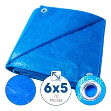 Lona Plástica De Proteção Cobertura Impermeável Azul 6x5 Mts Foto mini  3