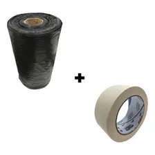 Lona Preta 4x50 25 Micras + 1 Fita Crepe 48x50 Foto mini 3