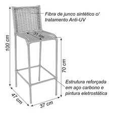 Lorenttistore Kit 3 Banquetas Junco Fibra Sintética Balcão Bancada Alta Foto mini 4